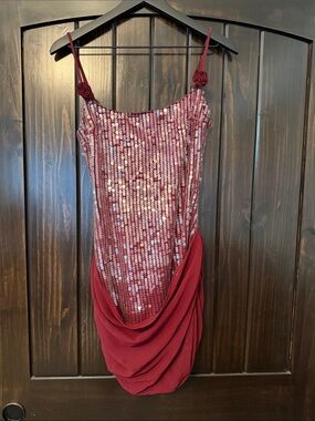 White Fox Studio Starlet Sequin Mini Dress Wine